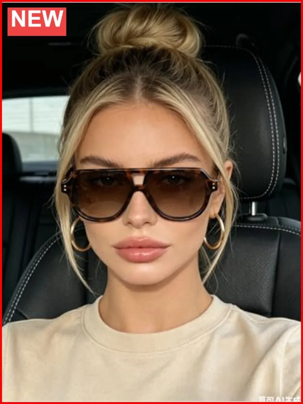 Retro Polarized Chunky Aviator Sunglasses for Women Men Square Oversized Pilot